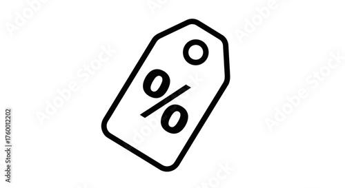 Minimalist Discount Tag Icon Depicting a Sale of Percentage On a Black Background