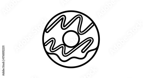 Minimalist Donut Illustration With Artistic Swirls And Deep Black Background