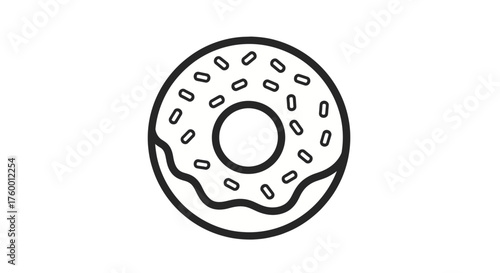 Minimalist Donut Illustration With Sprinkles Against A Black Background Offering Charm