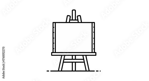 Minimalist Easel Icon Depicting a Canvas on a Black Background for Creative Works