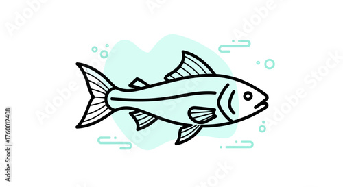 Minimalist Fish Illustration: A Modern Graphic Design Element on Black Background