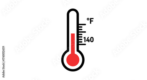 Minimalist Gauge Icon In Red Demonstrates Temperatures And Quantities On Black Background