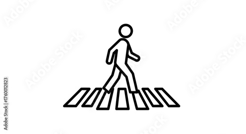 Minimalist Illustration Of A Pedestrian Crossing The Road Symbolized In Silhouette