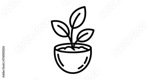 Minimalist Illustration Of A Potted Plant Against A Dark Backdrop For Design Use