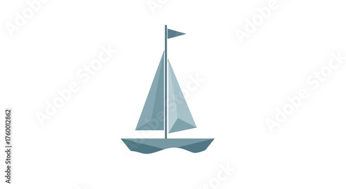 Minimalist Illustration Of A Sailboat Floating On Dark Waters With Simple Design