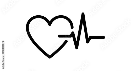 Minimalist Heartbeat Illustration With Pulse Wave and Symbolic Representation of Life