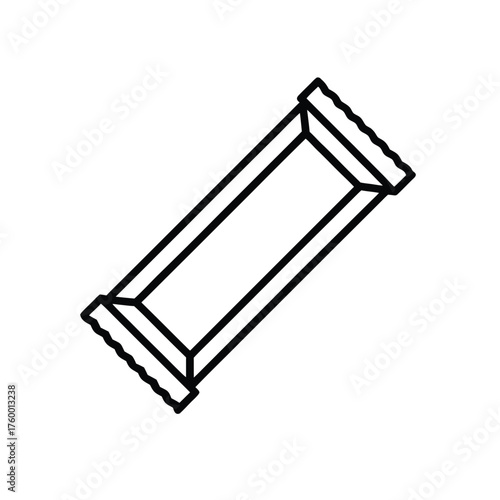 Minimalist Line Art of Wrapped Snack Bar – Black and White Icon for Packaged Food, Energy Bar, and Consumer Products