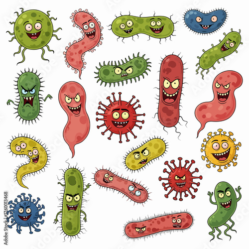 Cartoon monster mascot. Halloween funny monsters, bizarre gremlin with horn and furry creations. Cartoons character