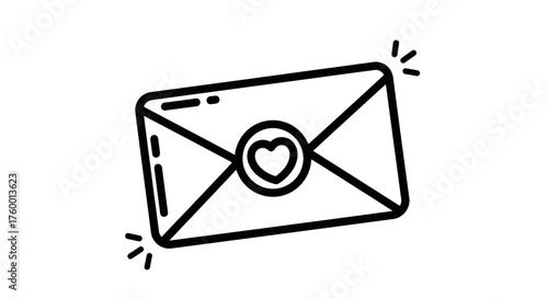 Minimalist Love Message Icon Depicting a Romantic Correspondence Symbol, Artistic Design