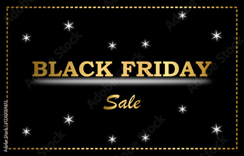 Black Friday banner with stars and gold lettering "Black Friday Sale"