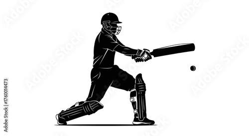 Cricket batsman hitting ball in vector format