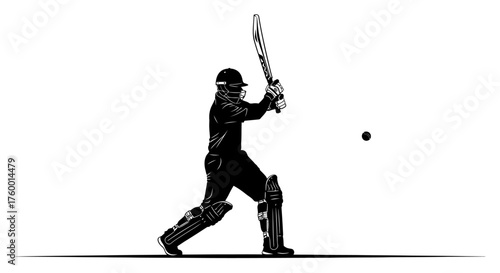 Cricket batsman hitting ball in vector format
