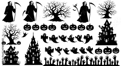 Silhouette halloween elements for design needs