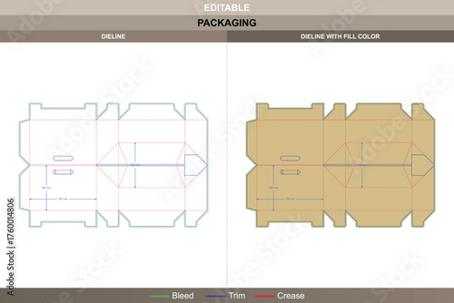 Double tuck end box dieline professional vector printing packaging template showing dual box structure and precise die line layout for organized packaging