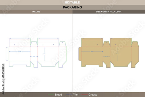 Bevel tuck end box dieline professional vector printing packaging layout highlighting angled folds and precise die line arrangement for premium product presentation