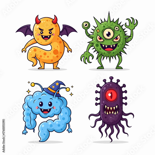 Set of funny cartoon monsters