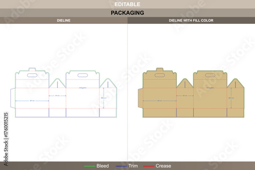 Flat top carton dieline vector printing packaging template structured folds and precise die line design ideal for suitcases or heavy product packaging