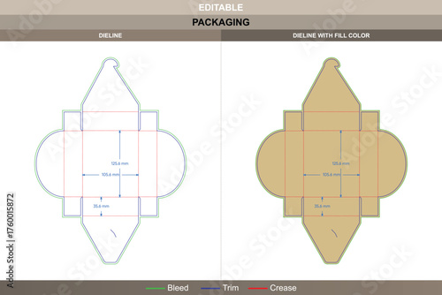 Food tray box dieline professional vector printing packaging layout showing structured folds and accurate die line setup for takeaway or catering use