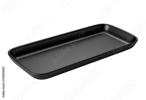 Black Rectangular Serving Tray isolated on a transparent background