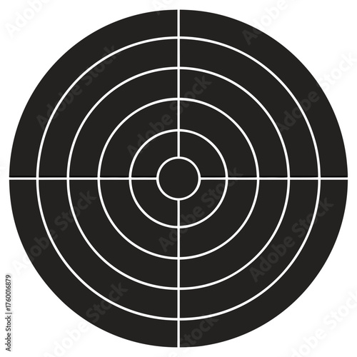 Circular shooting target with concentric rings and crosshairs simple graphic element