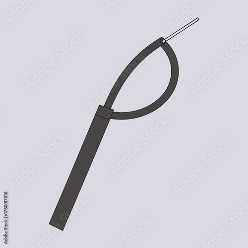 Simple dark icon of a dental floss pick with string for oral hygiene