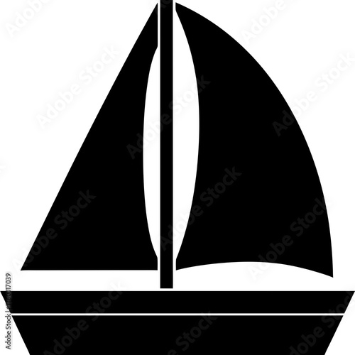 Silhouette of a sailboat with two sails and a hull capturing the essence of maritime adventure