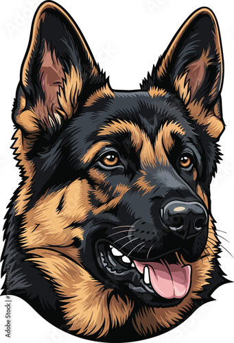German Shepherd Dog Head Portrait Detailed Mascot