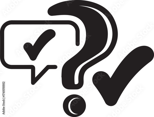 Question, answer, and approval process icon; checking facts is complete.