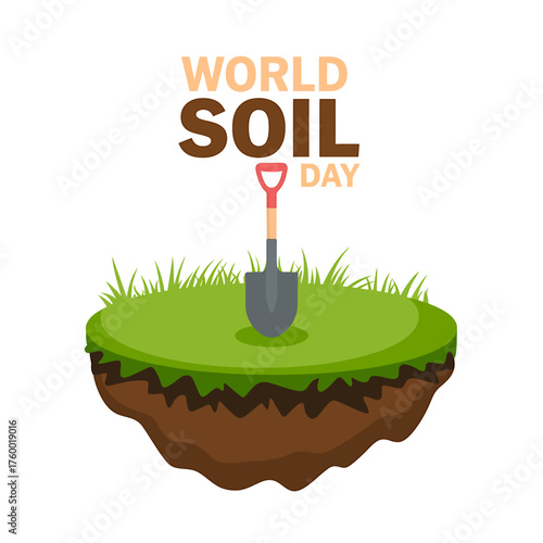 Celebrating World Soil Day with a symbolic shovel in fertile ground reminding us of the importance of soil health for our planet