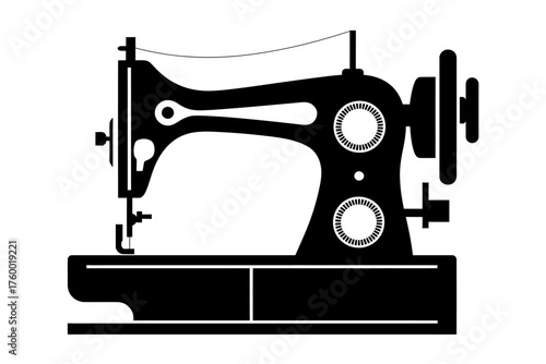 Vintage Sewing Machine Silhouette Illustration for Tailoring and Crafting Projects a Classic Design Element for Creative Pursuits