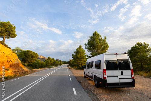 Wallpaper Mural Campervan parked on road to Montserrat mountains Torontodigital.ca