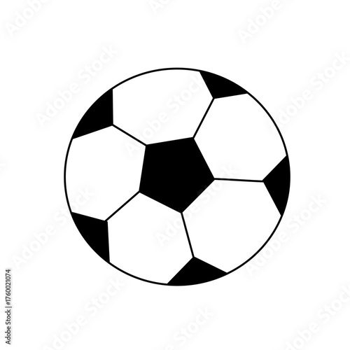 Vector black outline of football ball — minimalist flat soccer icon for sports design and logo projects