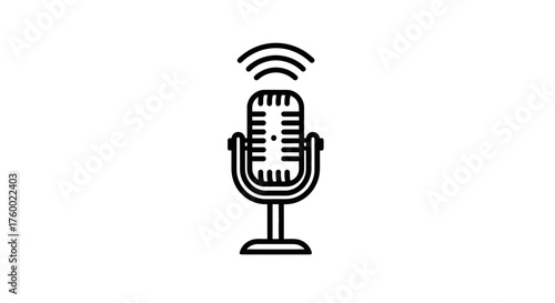 Minimalist Microphone Silhouette Against a Dark Backdrop for Audio Recording