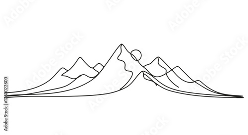 Minimalist Mountain Range Depiction Under a Darkened Sky Representing Serenity in Nature