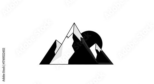 Minimalist Mountain Range Design on a Black Background, Abstract and Versatile Graphic