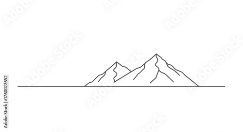 Minimalist Mountain Range Silhouette Depicted Against a Striking Black Background