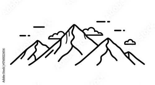 Minimalist Mountain Range Silhouette In Dark Atmosphere, Symbolic Of Adventure And Freedom