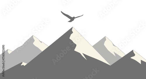 Minimalist Mountain Range With Soaring Bird Against Dark Sky Is Amazing Visual