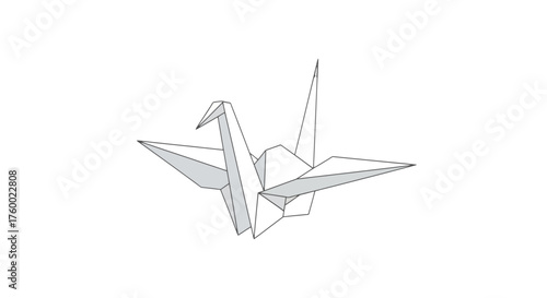 Minimalist Origami Crane On Black Background Represents Purity, Innocence, And Spiritualism