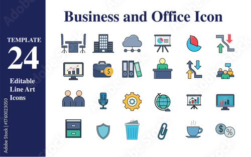 Modern business and office illustration with professional elements and corporate themes