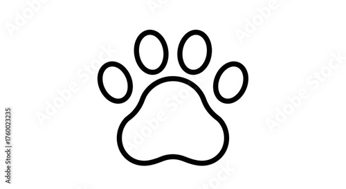 Minimalist Paw Print Silhouette On a Black Background Representing Animals and Pets