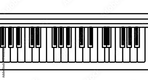 Minimalist Piano Keys Illustration In Black And White, Perfect For Musical Projects