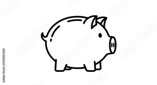 Minimalist Piggy Bank Illustration Presenting Financial Saving and Investing Concept