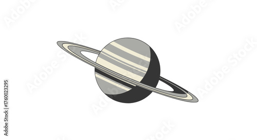 Minimalist Planet Illustration Representing An Elegant Celestial Body in The Dark Universe