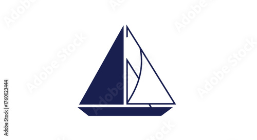Minimalist Sailboat Icon Design Against a Black Background for Various Applications