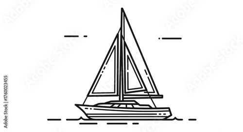 Minimalist Sailboat Illustration Sailing Across The Ocean Depicted Under The Night Sky