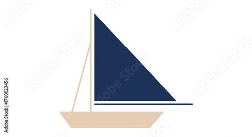 Minimalist Sailboat Illustration Sailing Across The Dark Water, Simple And Elegant Design