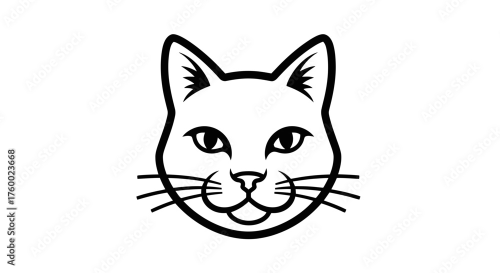 Fototapeta premium Minimalist Silhouette Of A Cat's Head Against A Deep Black Backdrop