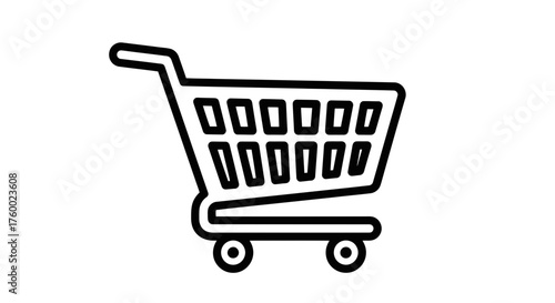 Minimalist Shopping Cart Icon Depiction, Dark Design, Ready For Digital Commerce Graphics