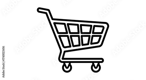 Minimalist Shopping Cart Icon Silhouette Symbolizing Commerce and Consumerism Concepts